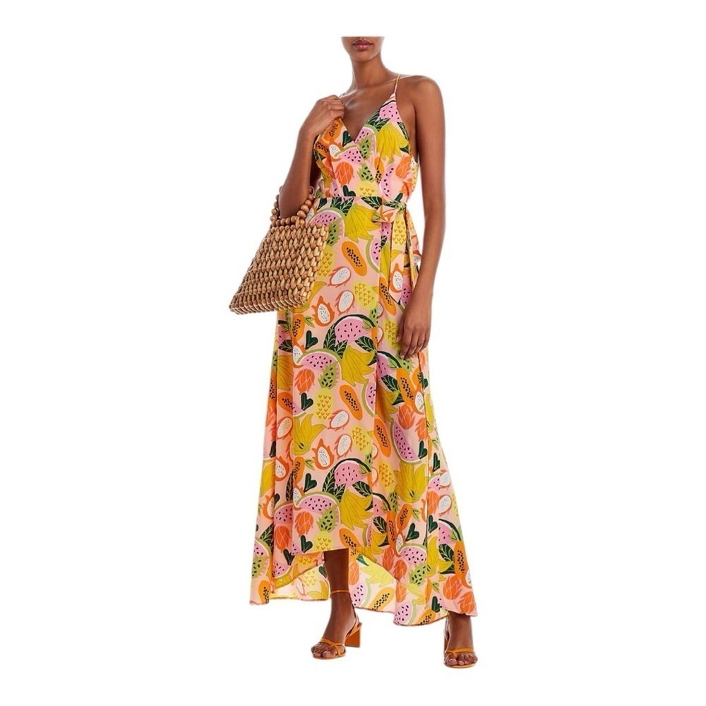 Aqua Wrap Front Fruit Print Maxi Dress - Picture 4 of 4